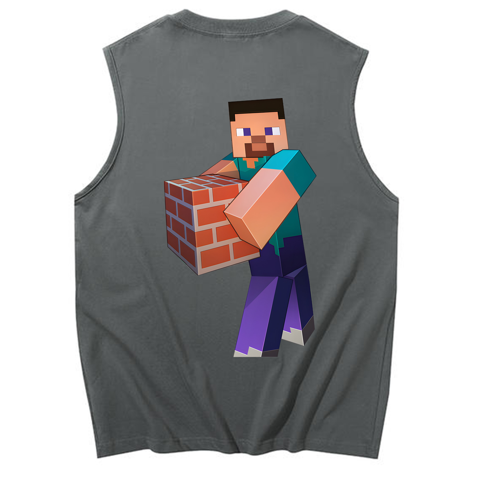 （画像用） マインクラフト ブロックの世界 Minecraft MC Block world コットン100％タンクトップ（背面プリント）